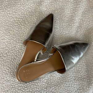 Silver Metallic Mule Flats